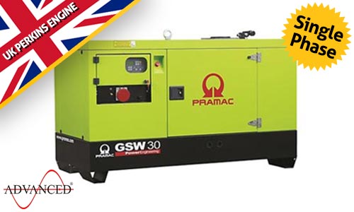 20 kVA Perkins Single Phase Silent Diesel Generator - Pramac GSW30P