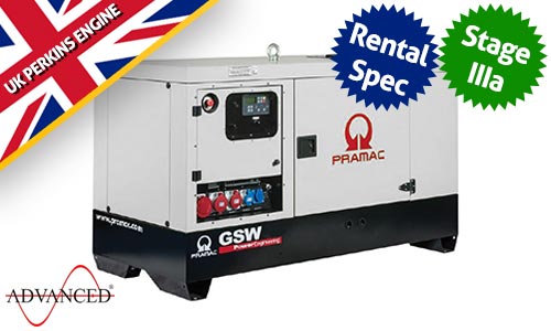 67 kVA Perkins Rental Spec Silent Diesel Generator - Pramac GSW67P Genset